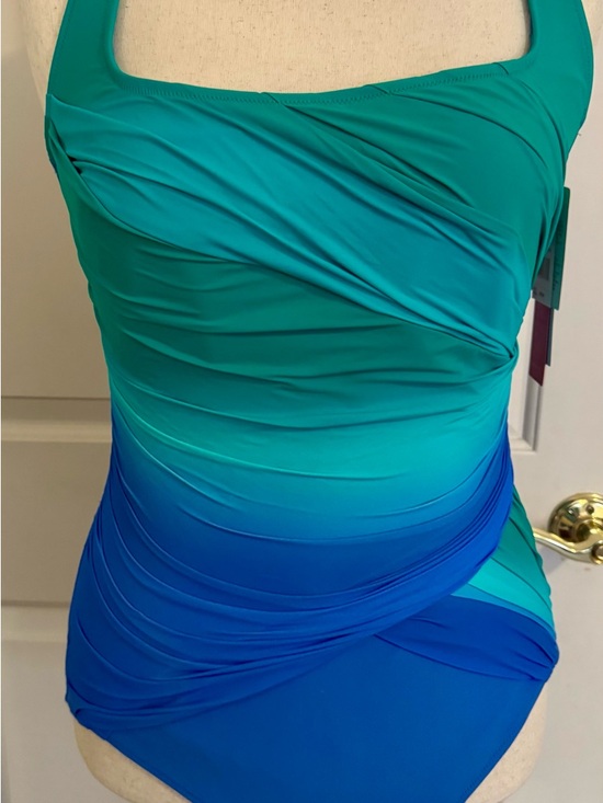 Gottex Dresses & Skirts - Gottex Swimsuit Blue and Turquoise Green One Piece Swimsuit Size 14 **NWT**